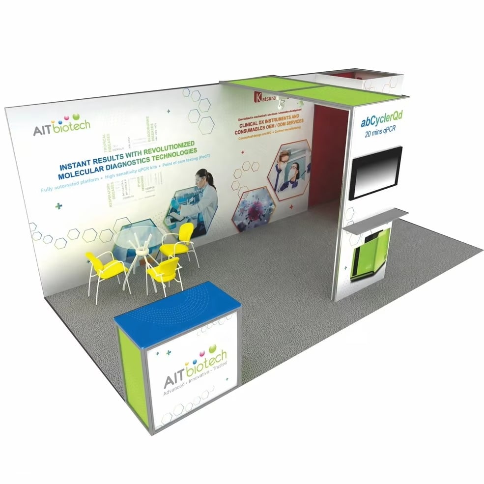 20x20 feet island trade show booth design five right view