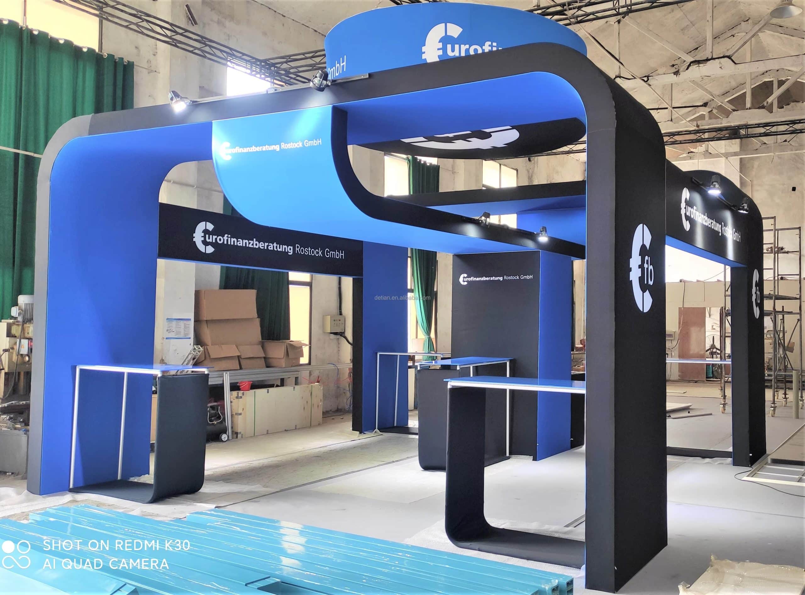 20x20 feet island trade show booth design one left view