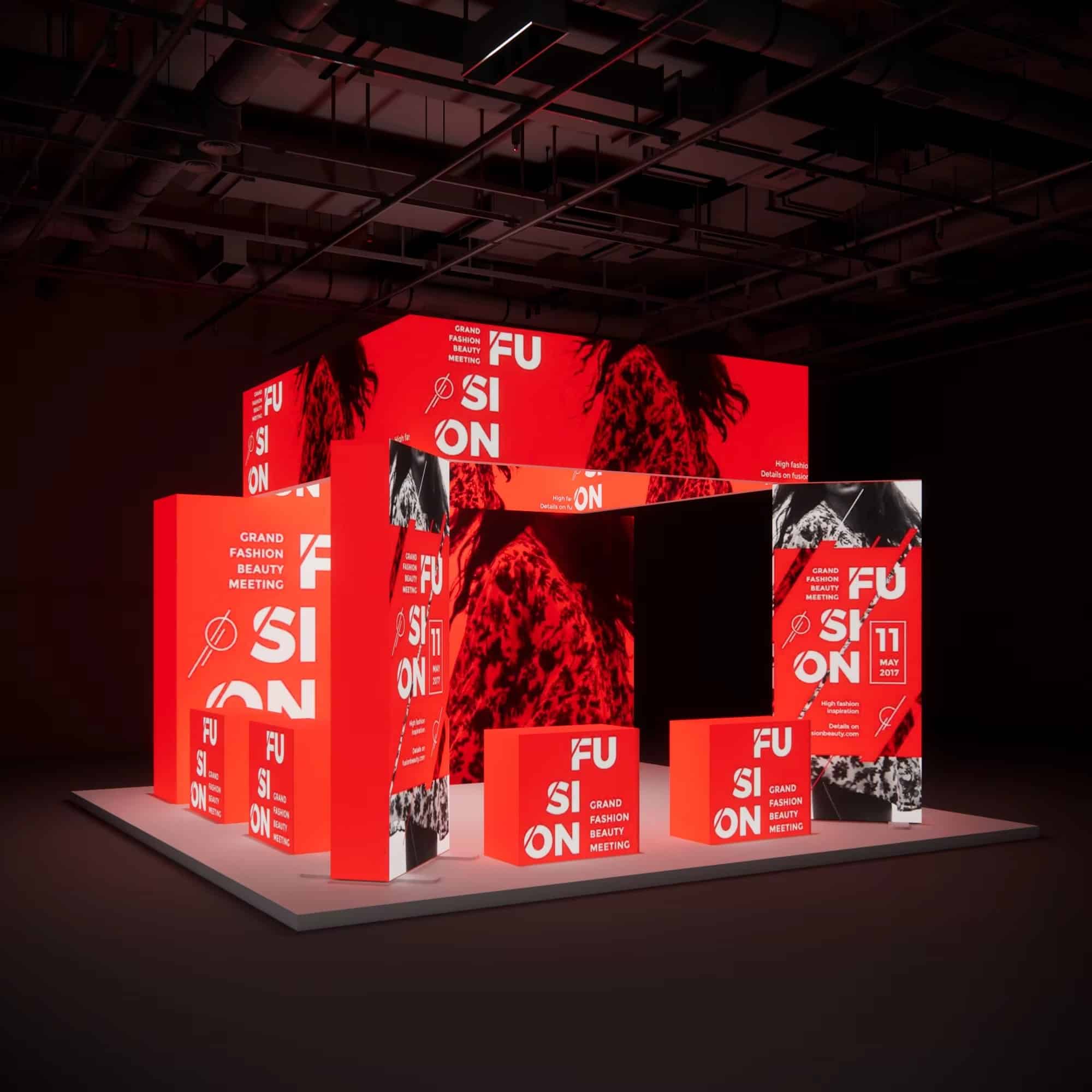 20x20 feet island trade show booth design seven