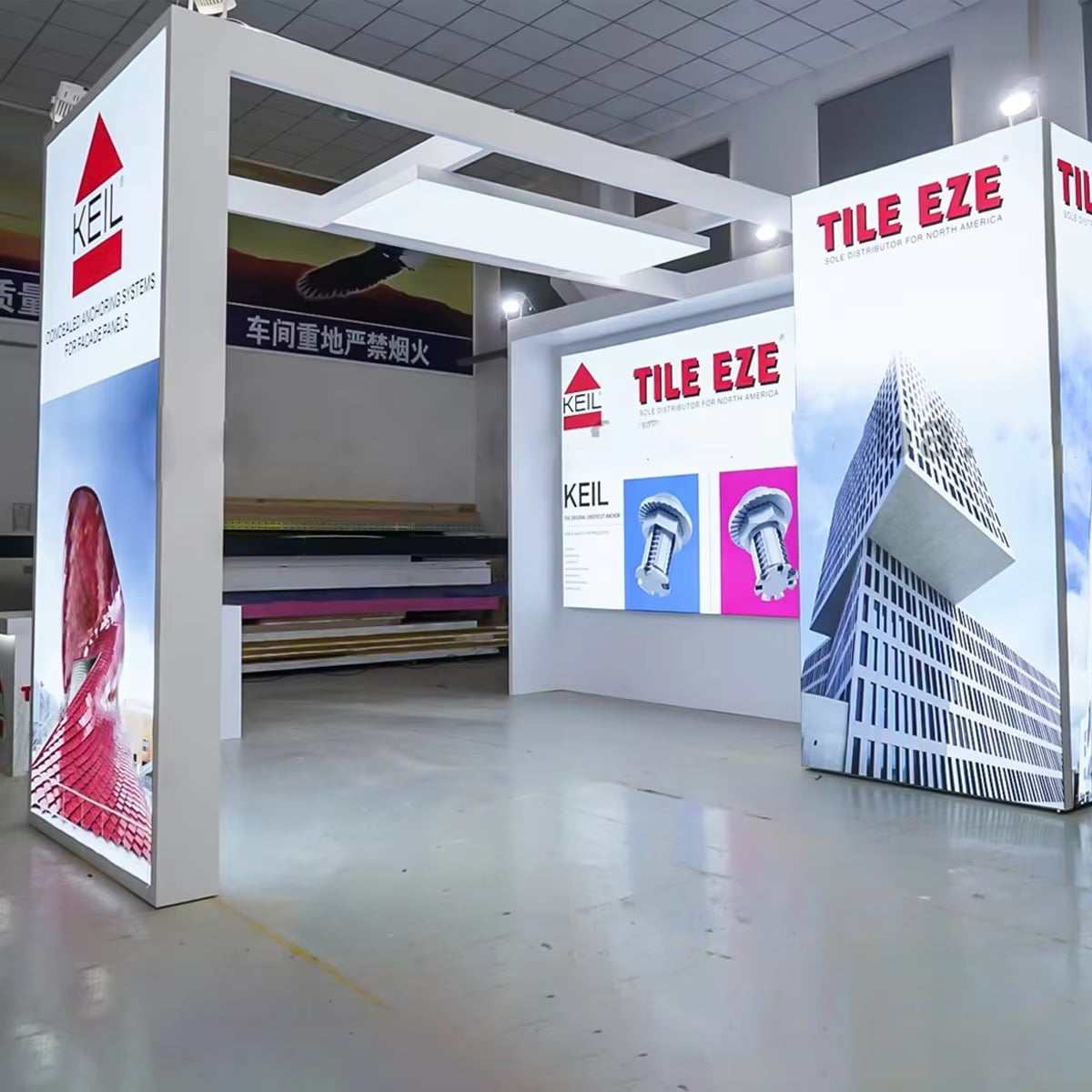 20x20 feet island trade show booth design two left view