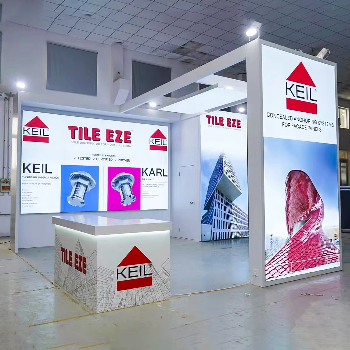 20x20 feet island trade show booth design two right view